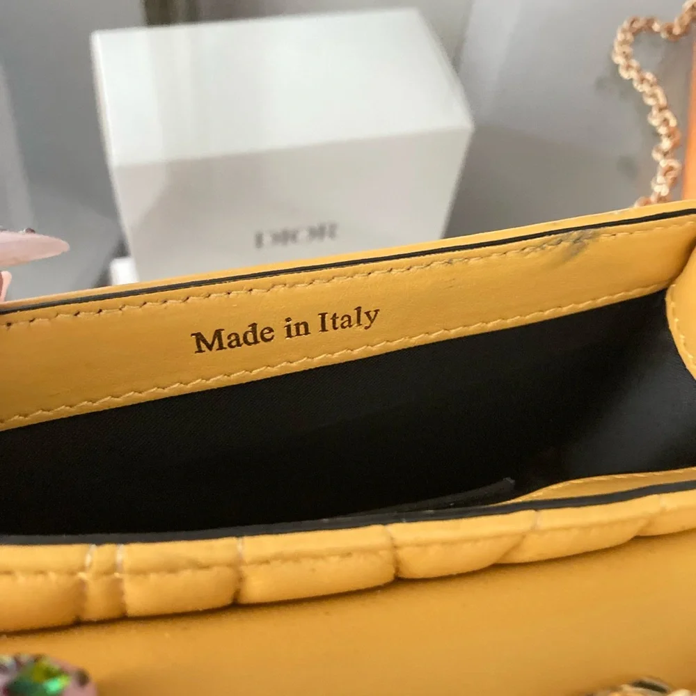 50% off SALE Moschino Mustard Quilted Chain Crossbody Bag - Picture 12 of 13